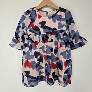 Kate Spade Heart Dress Girls 4 Pink Blue Ruffle Chiffon Party Skirt the Rules